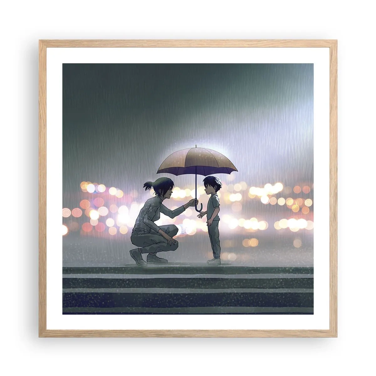 Affiche dans un chêne clair - Poster - Et maintenant, tout va bien - 60x60 cm