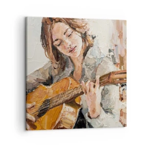 Impression sur toile - Image sur toile - Concerto pour guitare et coeur de fille - 50x50 cm