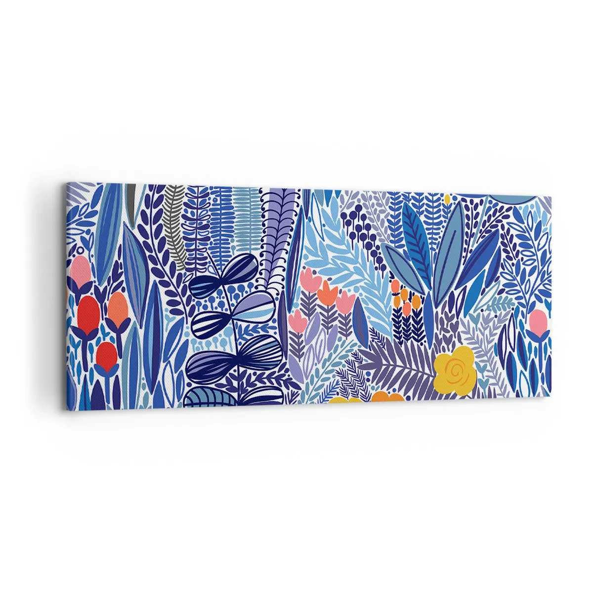 Impression sur toile - Image sur toile - Un motif végétal coloré dans un style graphique moderne - 120x50cm - Jardin hawaïen - Décoration murale moderne pour le salon et la chambre ARTTOR