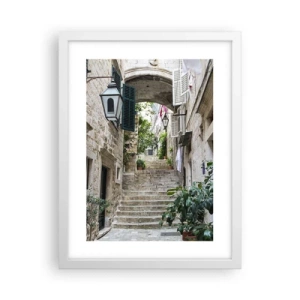 Affiche dans un cadre blanc - Poster - Une charmante ruelle - 30x40 cm