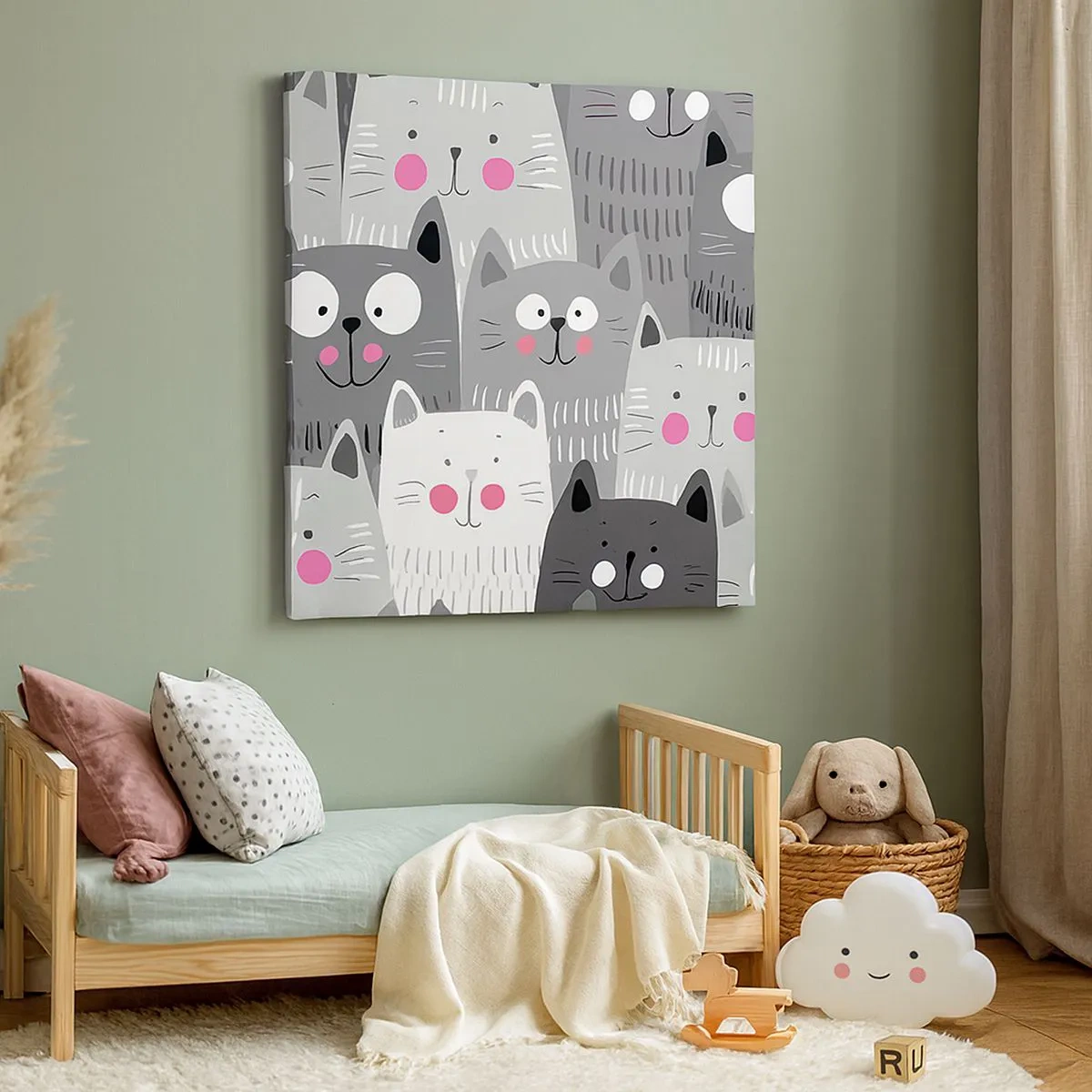Impression sur toile - Image sur toile - Le monde des chats - 30x30 cm