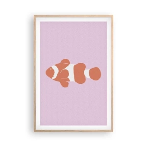 Affiche dans un chêne clair - Poster - En corail sur le visage et la queue - 61x91 cm