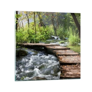 Impression sur verre - Image sur verre - Au-dessus de la cascade mousseuse - 40x40 cm