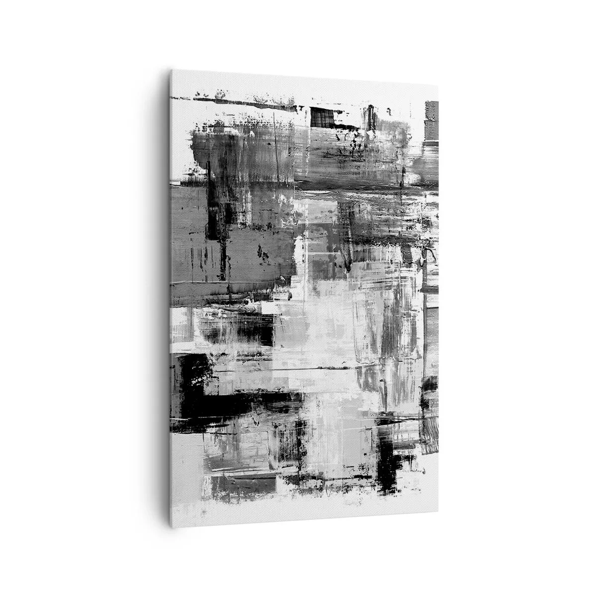 Impression sur toile - Image sur toile - Composition abstraite en noir, blanc et gris - 80x120cm - Le gris est beau - Décoration murale moderne pour le salon et la chambre ARTTOR