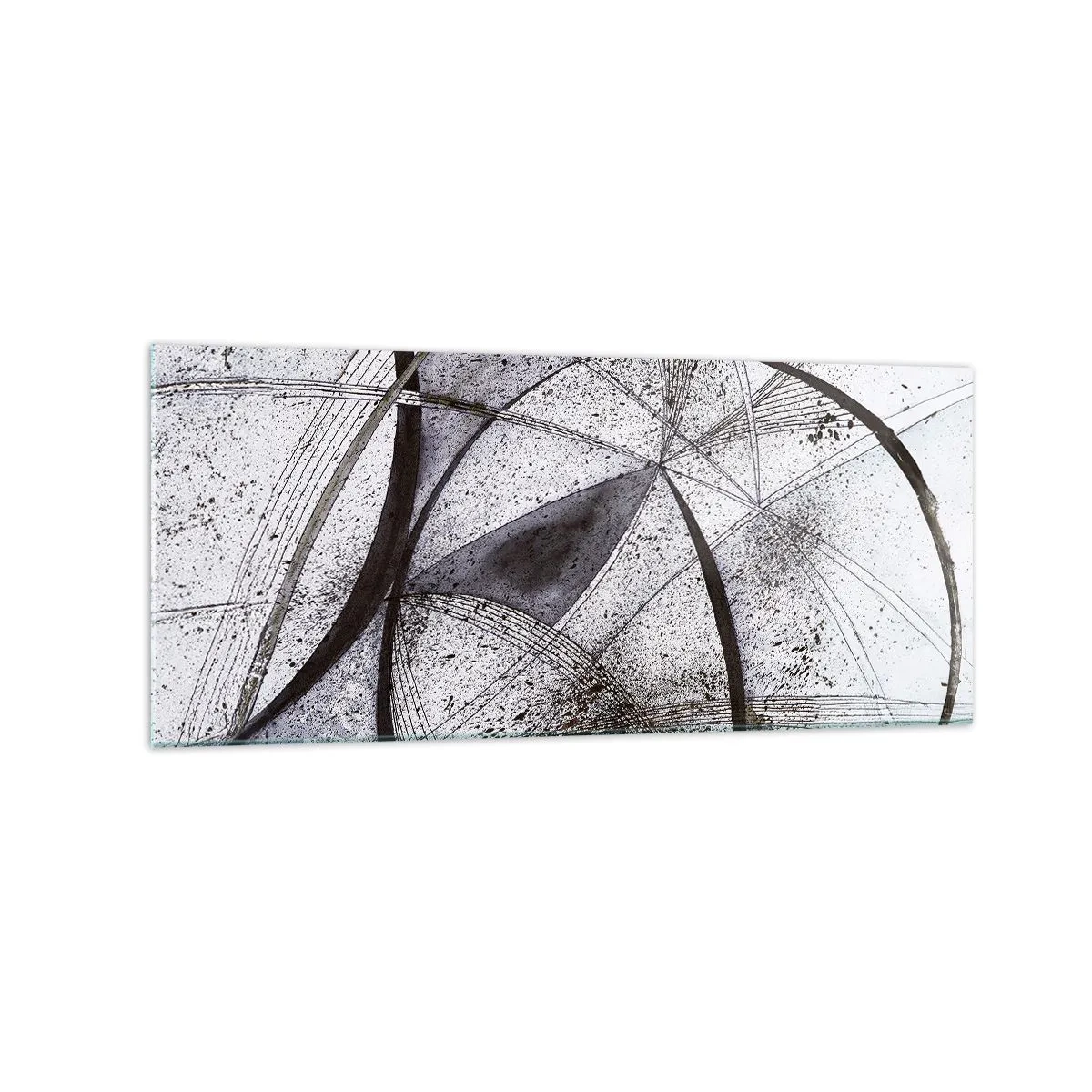 Impression sur verre - Image sur verre - Lignes et formes abstraites dans des tons de gris et de noir - 120x50cm - Fantaisie futuriste - Décoration murale moderne pour le salon et la chambre ARTTOR