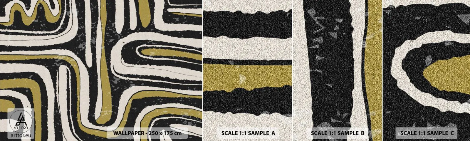 Échantillon de Papier Peint Autocollant Deluxe Sticker - Composition : routes et ruelles - Vieilli, Abstraction, Morceau - 100x30 cm