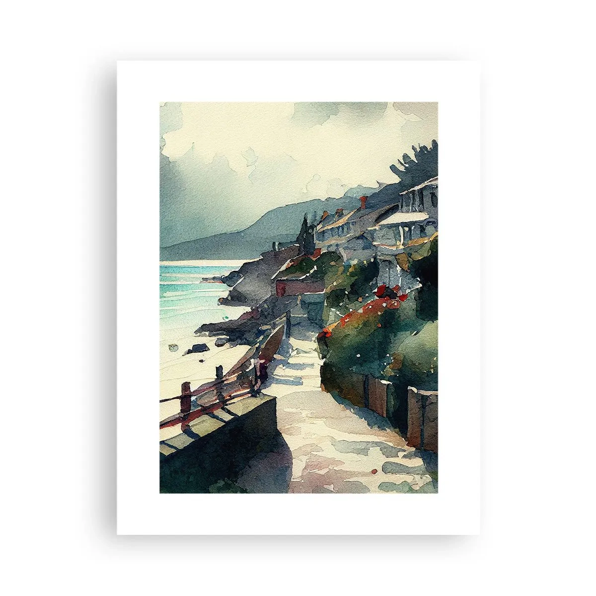 Affiche - Poster - Ville méditerranéenne - 30x40 cm