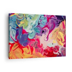 Impression sur toile - Image sur toile - Une composition abstraite aux couleurs vibrantes et tourbillonnantes et à la structure dynamique. - 70x50cm - La naissance des couleurs - Décoration murale moderne pour le salon et la chambre ARTTOR