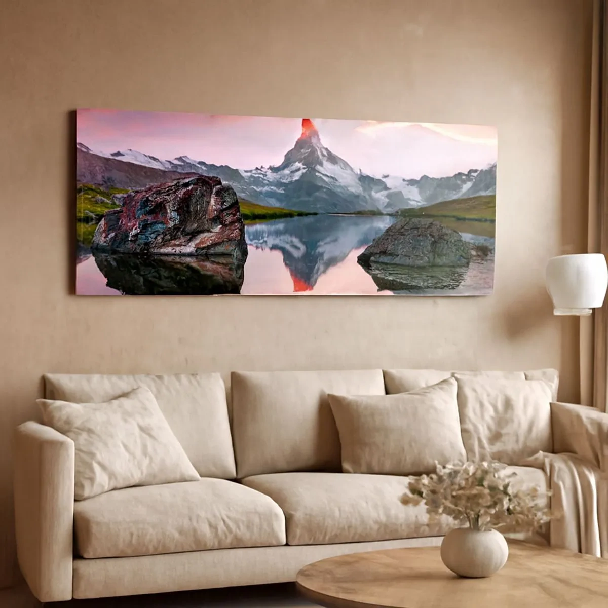 Impression sur toile - Image sur toile - Le coeur des montagnes est chaud - 100x40 cm