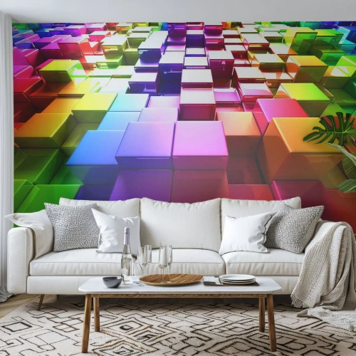 Papier Peint Autocollant Deluxe Sticker - Collaboration Op art dans une équipe - Abstraction, Graphique, 3D - 100x70 cm