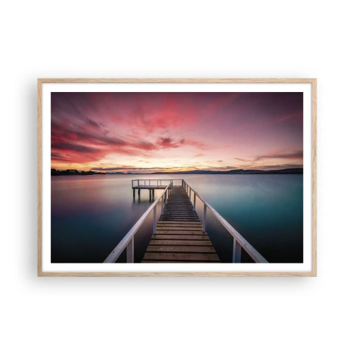 Affiche dans un chêne clair - Poster - La douce flamme du soir - 100x70 cm