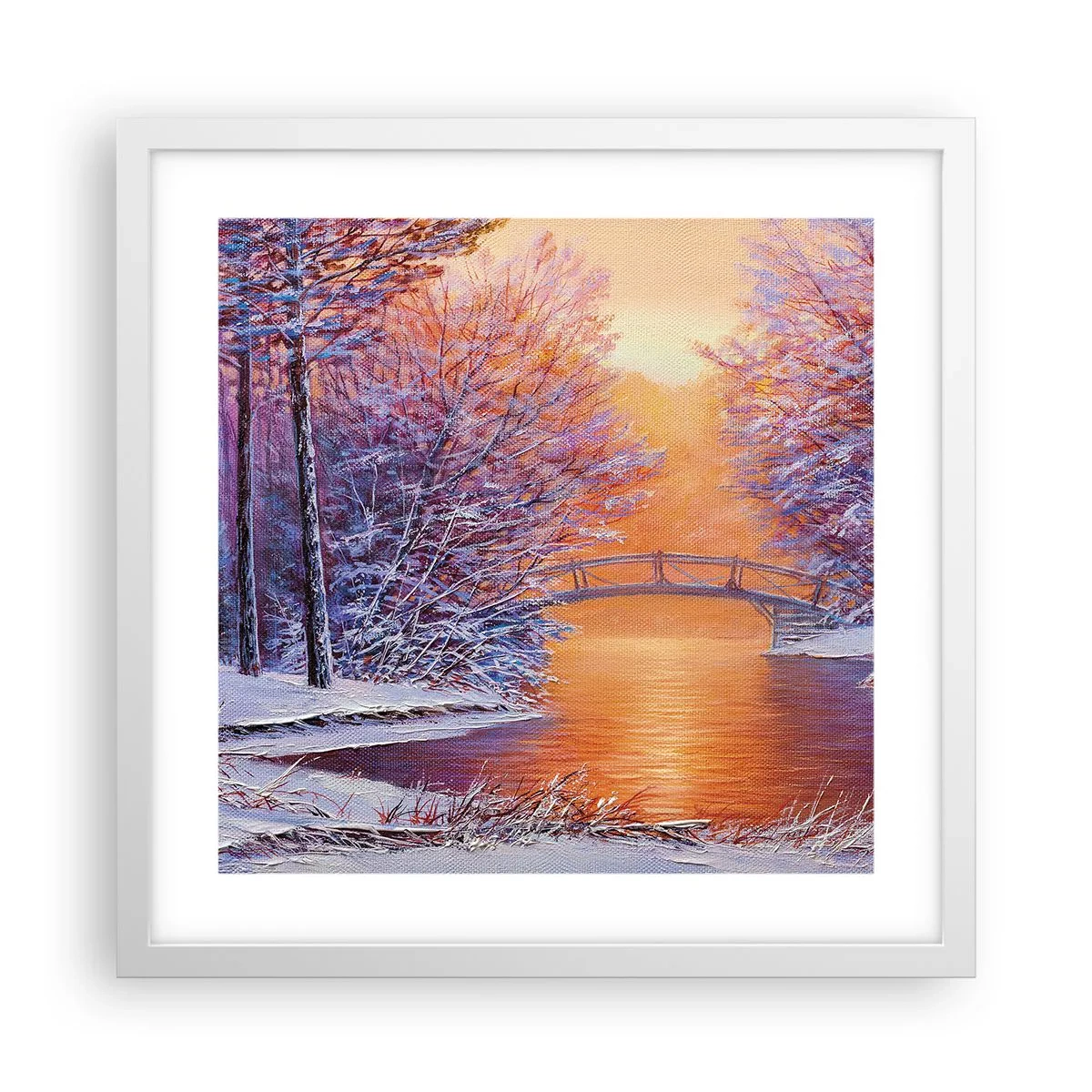 Affiche dans un cadre blanc - Poster - On se rencontre ici - 40x40 cm