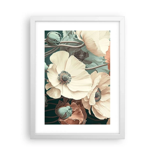 Affiche dans un cadre blanc - Poster - Le murmure des coquelicots - 30x40 cm