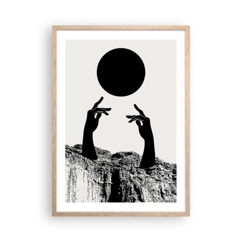 Affiche dans un chêne clair - Poster - Composition surréaliste : le soleil et le reste - 50x70 cm