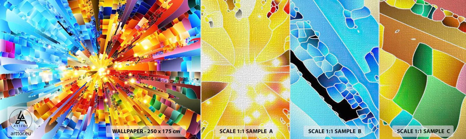 Échantillon de Papier Peint Premium Canvas - In medias res - Abstraction, Morceau, 3D - 100x30 cm