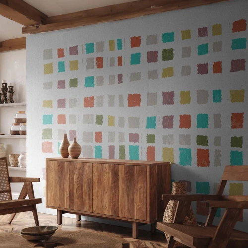 Papier Peint Photo Premium Canvas - Jeu inconnu - Pastel, Carrés, Minimalisme - 450x315 cm