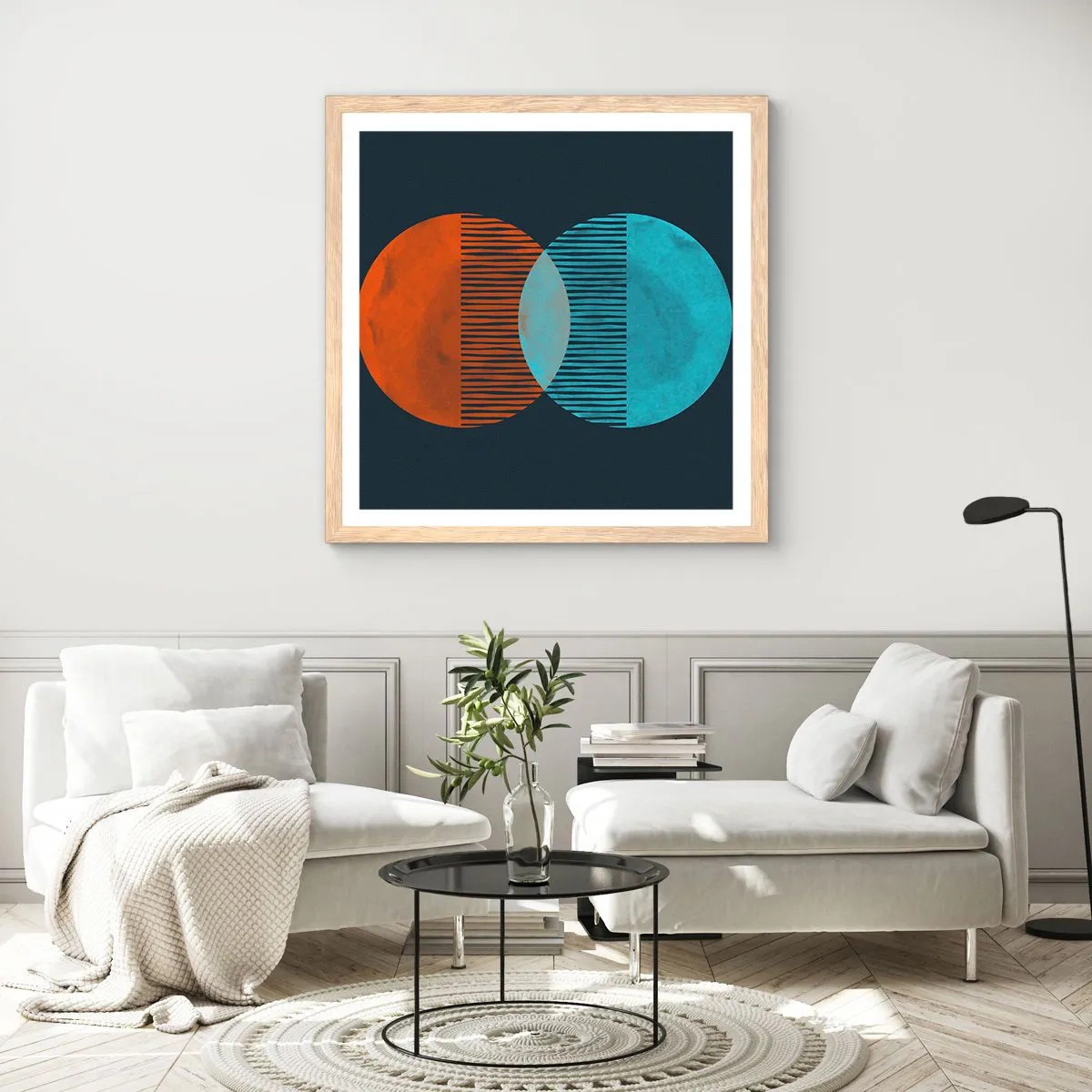 Affiche dans un chêne clair - Poster - Fantaisie astronomique - 60x60 cm