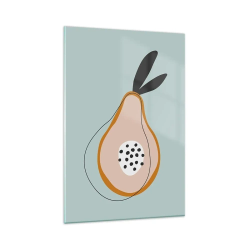 Impression sur verre - Image sur verre - Poire abstraite sur fond clair - 80x120cm - Pénétrer la nature des choses - Décoration murale moderne pour le salon et la chambre ARTTOR