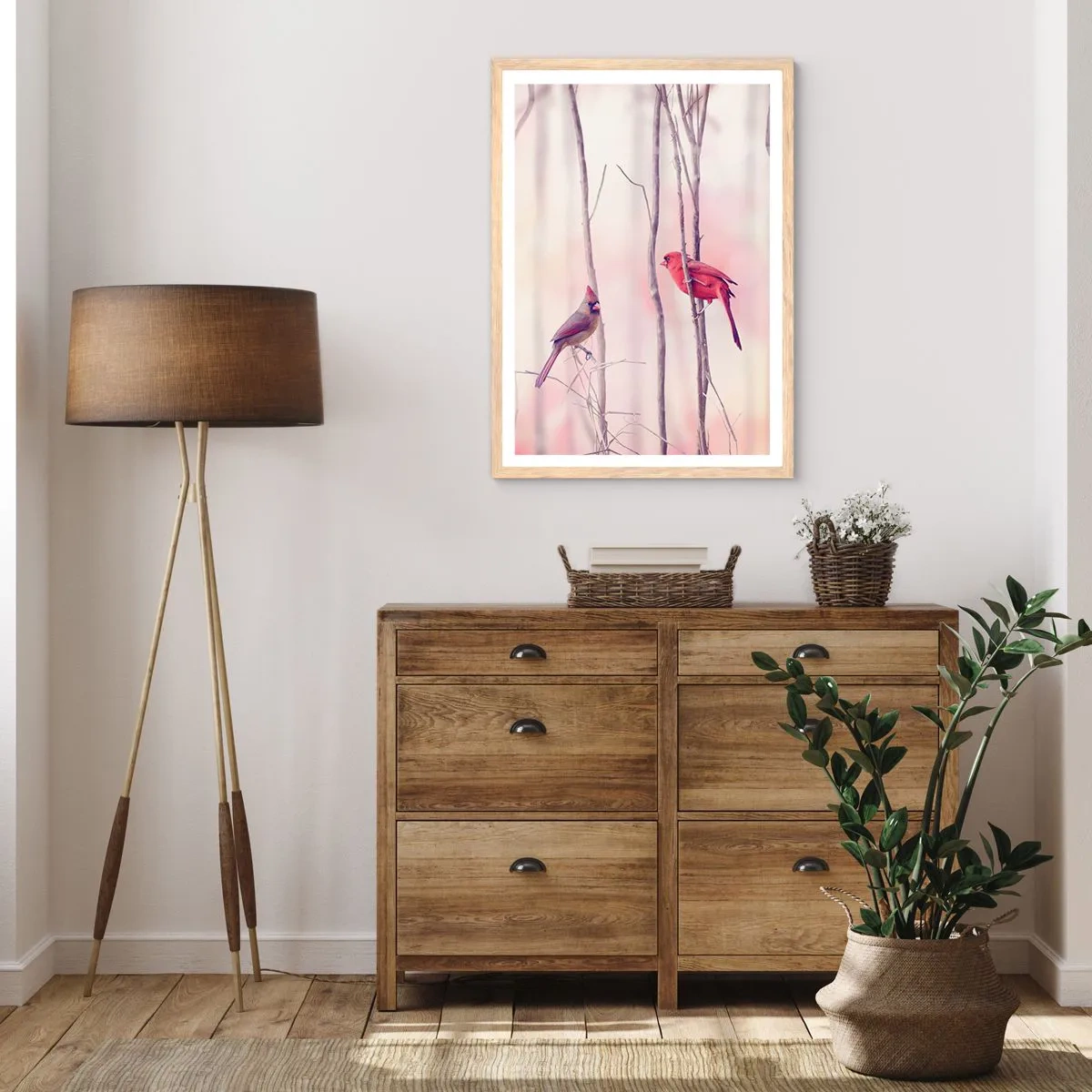 Affiche dans un chêne clair - Poster - Conte de la forêt rose - 40x50 cm