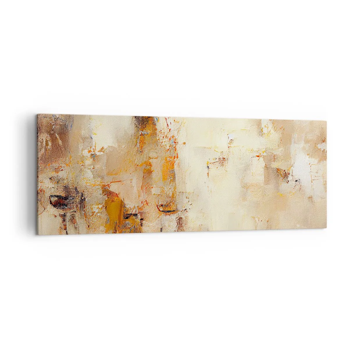 Impression sur toile - Image sur toile - Une composition abstraite dans des tons chauds de jaune et de marron. - 140x50cm - Âme de l'ambre - Décoration murale moderne pour le salon et la chambre ARTTOR
