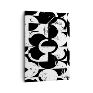 Impression sur toile - Image sur toile - Motif géométrique abstrait noir et blanc avec un effet vintage - 50x70cm - Le blanc est blanc et le noir est noir - Décoration murale moderne pour le salon et la chambre ARTTOR