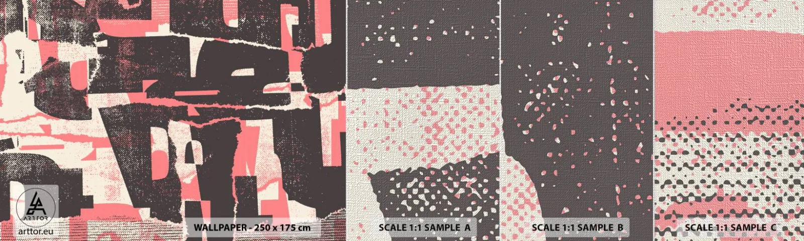 Échantillon de Papier Peint Premium Canvas - Tout ce tapage - Collage, Vieilli, Morceau - 100x30 cm