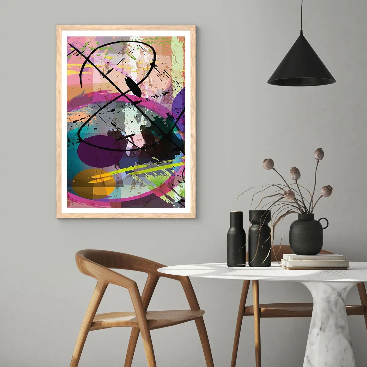 Affiche dans un chêne clair - Poster - Vous pouvez aller tout droit ou autour - 40x50 cm