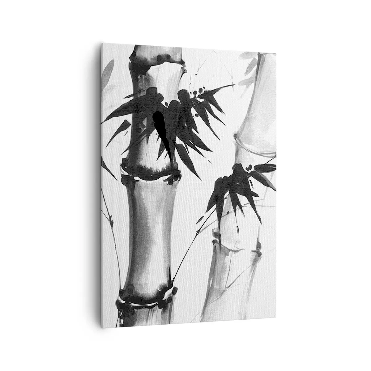 Impression sur toile - Image sur toile - Bambou aquarelle de style japonais sur fond blanc - 70x100cm - Gros plan sur l'orient - Décoration murale moderne pour le salon et la chambre ARTTOR