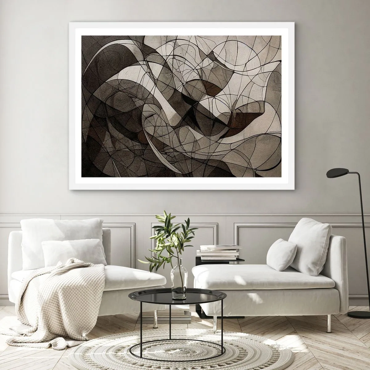 Affiche dans un cadre blanc - Poster - Circulation des couleurs de la terre - 100x70 cm