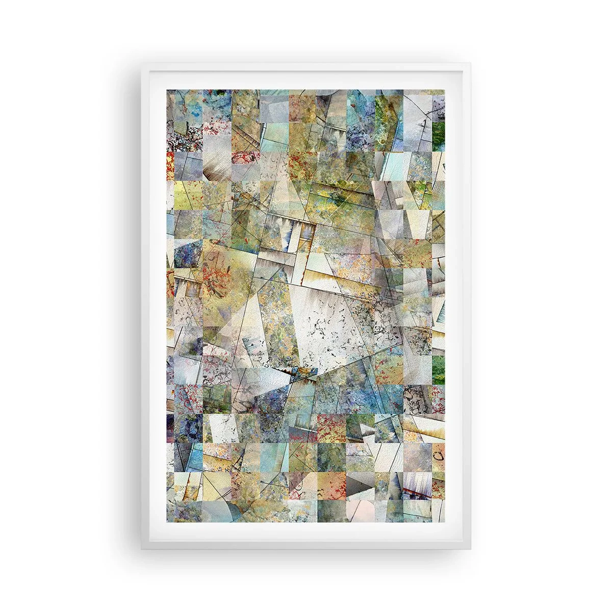 Affiche dans un cadre blanc - Poster - Remaniement géométrique - 61x91 cm