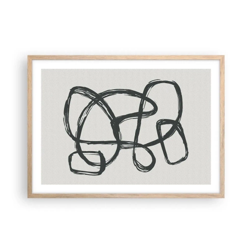 Affiche dans un chêne clair - Poster - Abstraction en boucle - 70x50 cm