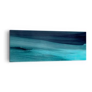 Impression sur toile - Image sur toile - De subtiles vagues abstraites dans des tons bleus foncés - 140x50cm - Suivez le courant - Décoration murale moderne pour le salon et la chambre ARTTOR