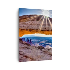 Impression sur toile - Image sur toile - Arche rocheuse surplombant le canyon au lever du soleil - 70x100cm - Par la porte rocheuse - Décoration murale moderne pour le salon et la chambre ARTTOR