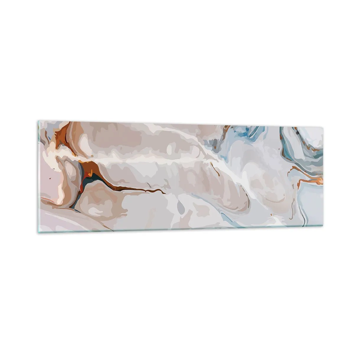 Impression sur verre - Image sur verre - Le bleu serpente sous le blanc - 90x30 cm