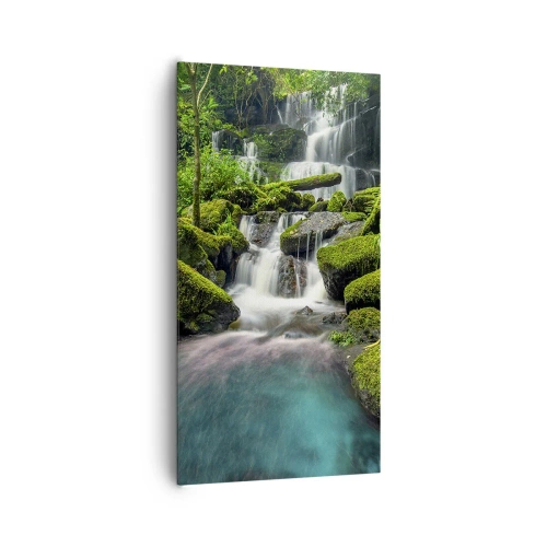 Impression sur toile - Image sur toile - Turquoise, saphirs et argent liquide - 65x120 cm