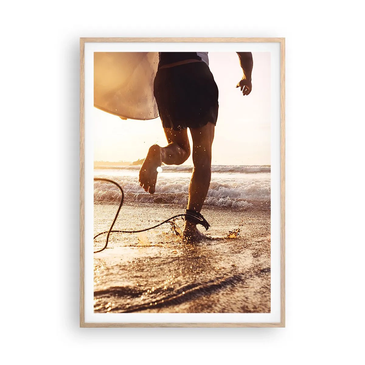 Affiche dans un chêne clair - Poster - A la rencontre des vagues - 70x100 cm