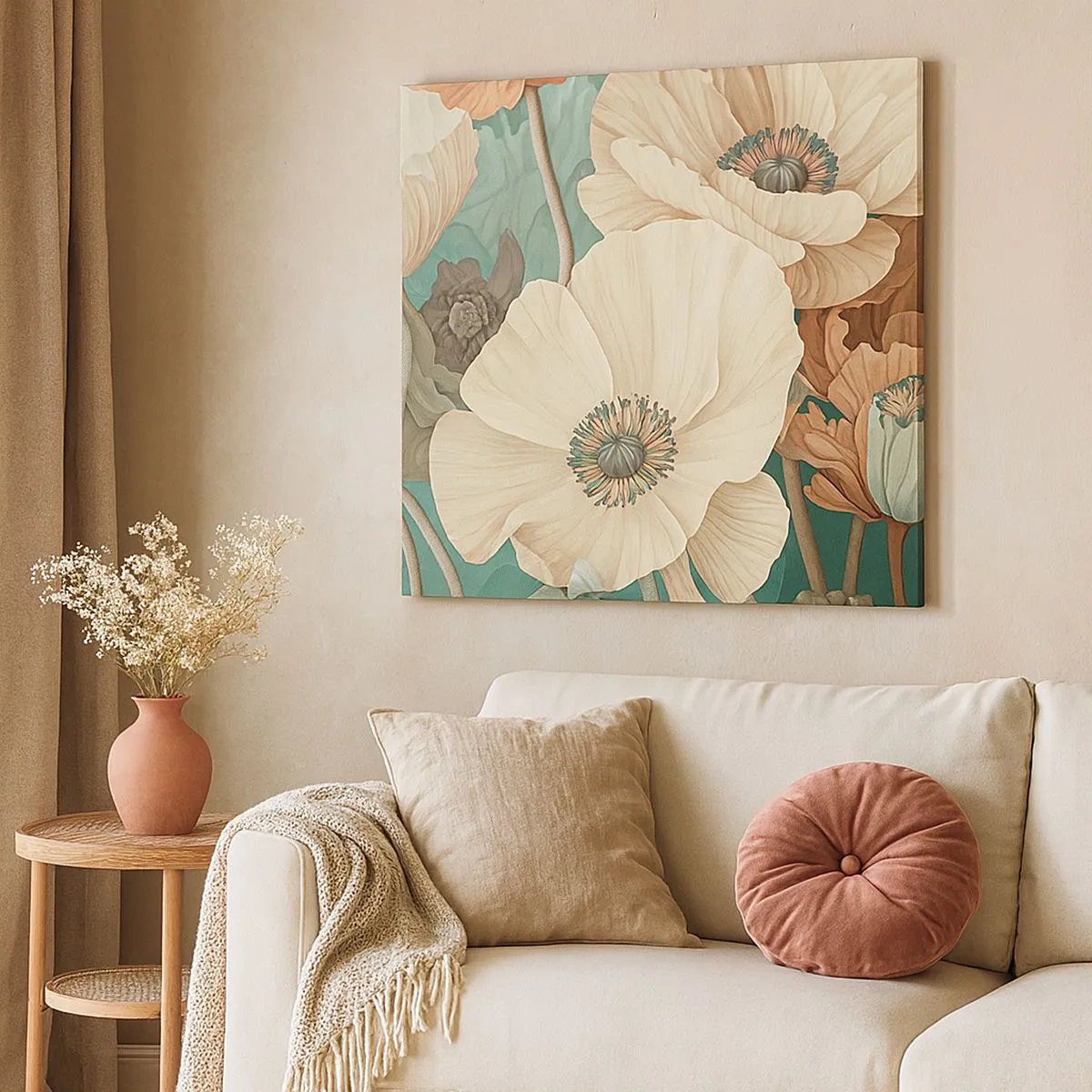 Impression sur toile - Image sur toile - Le murmure des coquelicots - 30x30 cm