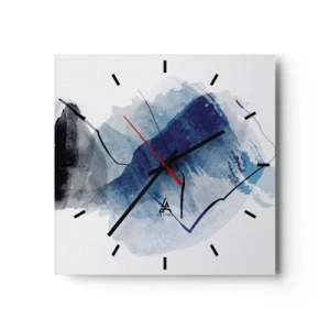 Horloge murale - Pendule murale - Formes abstraites dans des tons de bleu avec des lignes délicates - 30x30cm - Montagne de glace - Décoration murale moderne pour le salon et la chambre ARTTOR