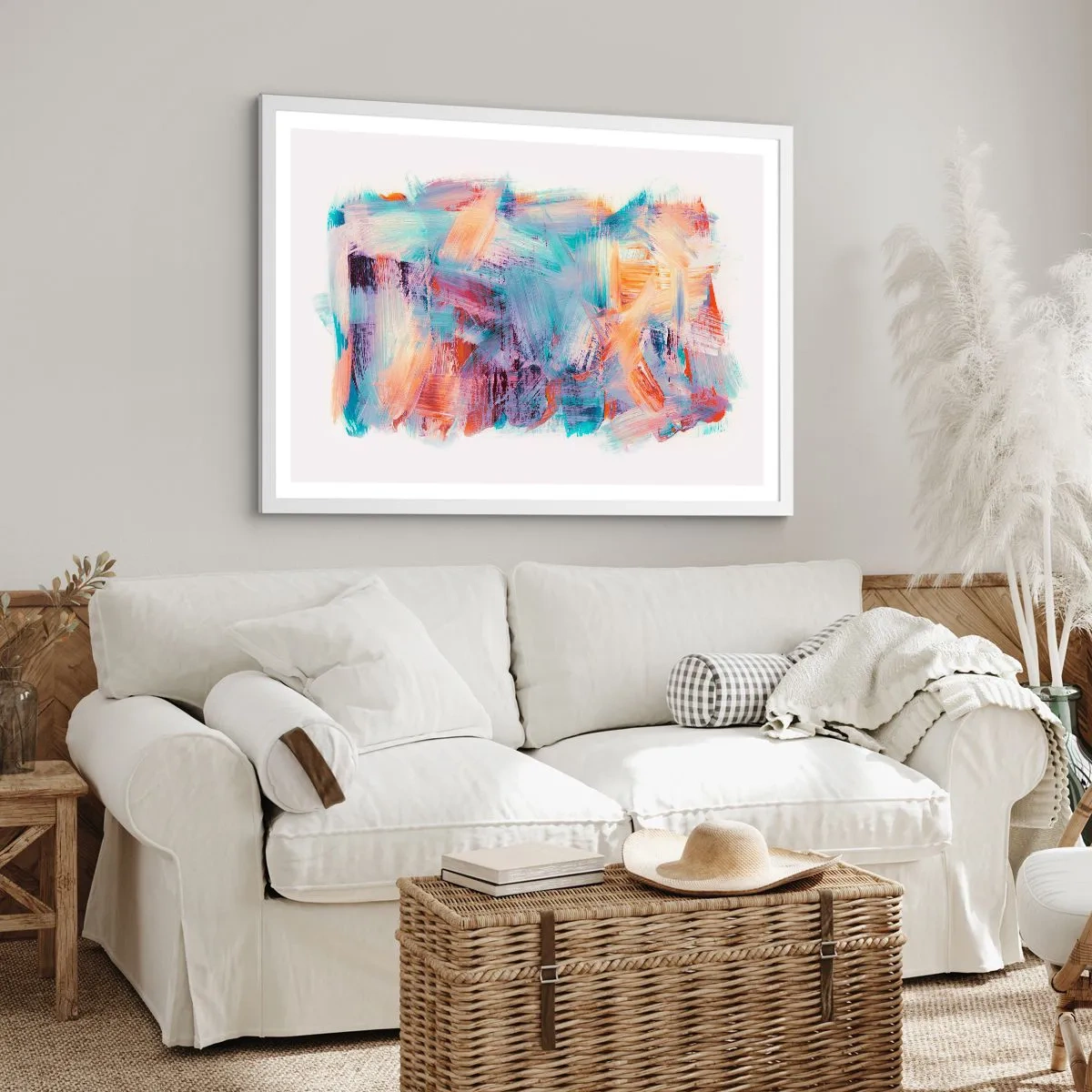 Affiche dans un cadre blanc - Poster - Un désordre coloré - 40x30 cm