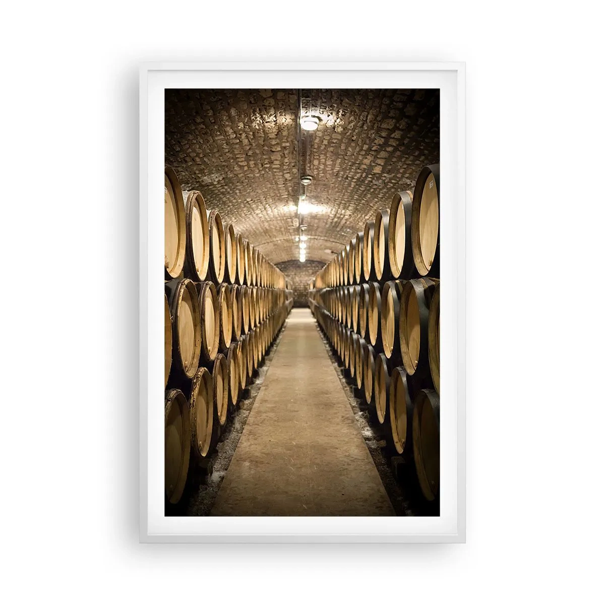 Affiche dans un cadre blanc - Poster - Dans un sous-sol en brique - 61x91 cm