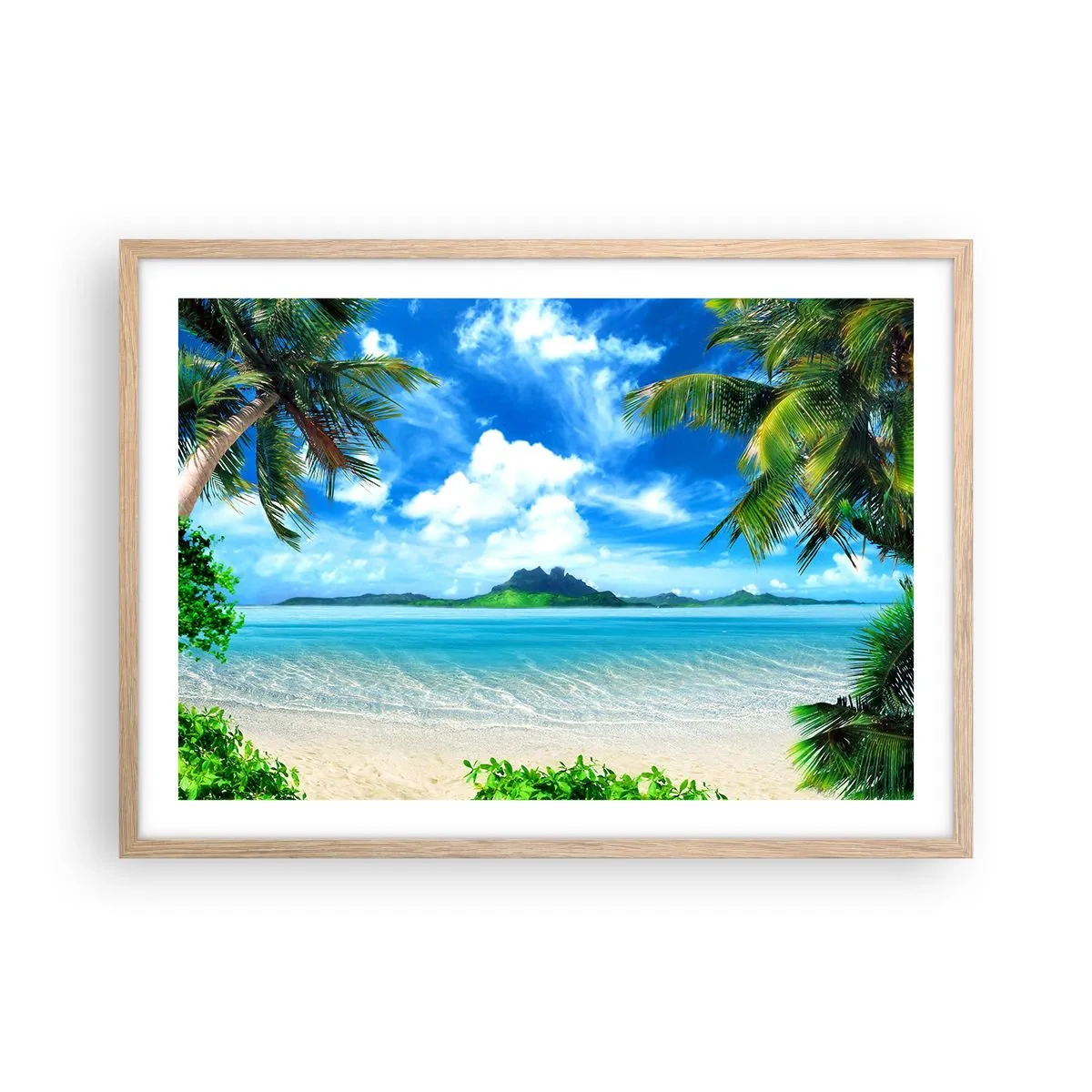 Affiche dans un chêne clair - Poster - L'azur des tropiques - 70x50 cm