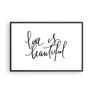 Affiche dans un cadre noir - Poster - Lire et répéter - 91x61 cm