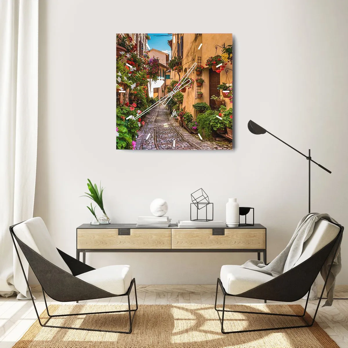 Horloge murale - Pendule murale - Ruelle italienne - 40x40 cm