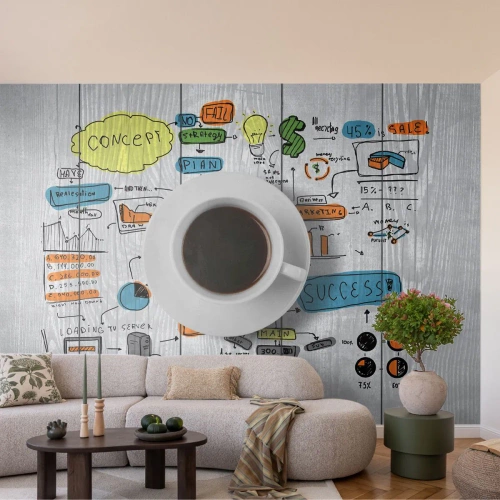 Papier Peint Photo Standard Eco - Il est temps de faire une pause - Graphique, Café, Expresso - 300x210 cm