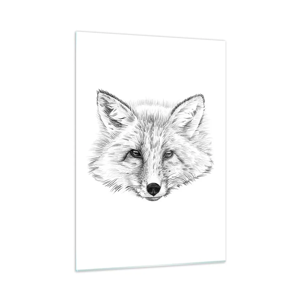Impression sur verre - Image sur verre - Dessin d'une tête de renard sur fond blanc - 50x70cm - Ces yeux peuvent-ils mentir ? - Décoration murale moderne pour le salon et la chambre ARTTOR