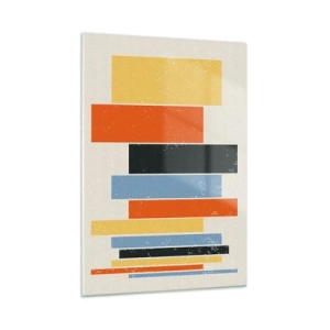 Impression sur verre - Image sur verre - Rayures géométriques dans une composition rythmique sur fond clair - 50x70cm - Notation musicale - Décoration murale moderne pour le salon et la chambre ARTTOR