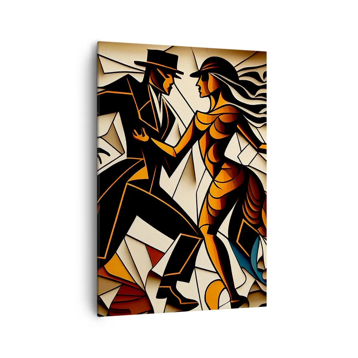 Impression sur toile - Image sur toile - Un couple dynamique dansant sous une forme abstraite. - 70x100cm - Danse de passion et de volupté - Décoration murale moderne pour le salon et la chambre ARTTOR