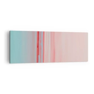 Impression sur toile - Image sur toile - Lignes pastel dans les tons rose et bleu dans une composition minimaliste - 140x50cm - Abstraction à l'aube - Décoration murale moderne pour le salon et la chambre ARTTOR