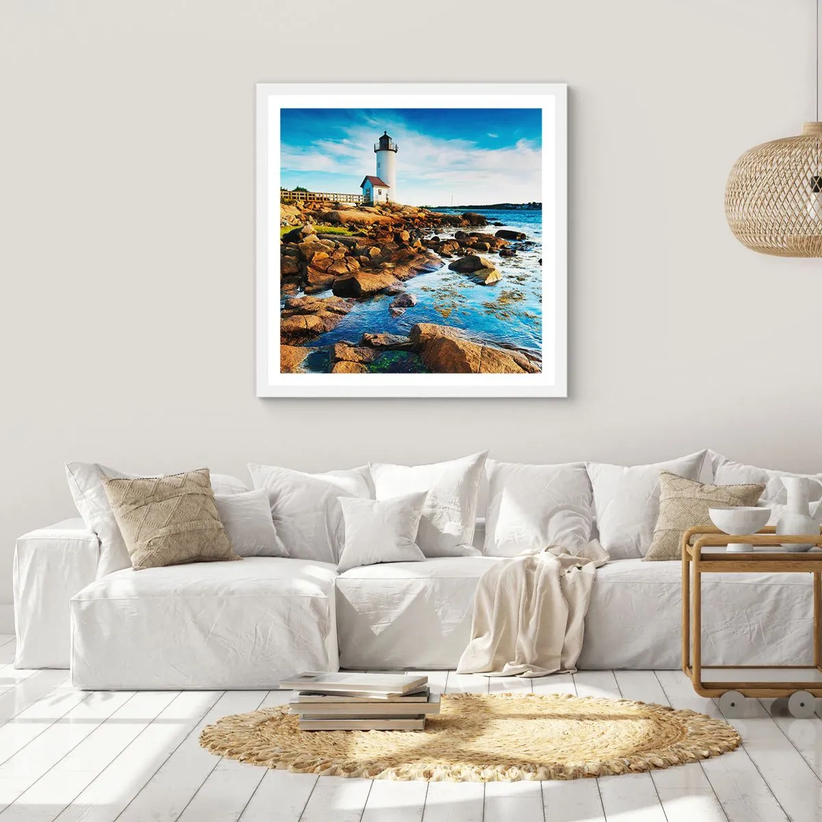 Affiche dans un cadre blanc - Poster - Revenez heureux, j'attends - 50x50 cm