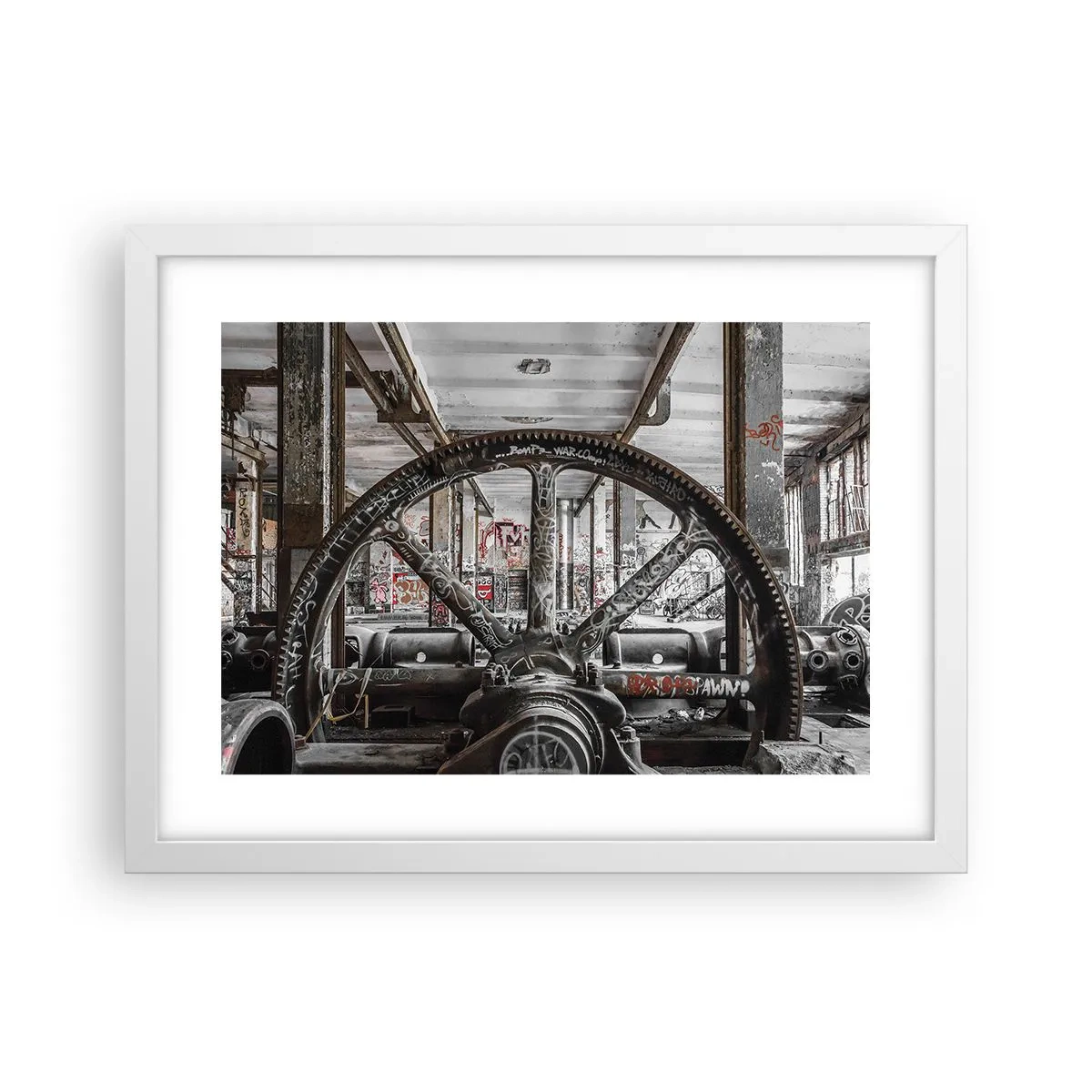 Affiche dans un cadre blanc - Poster - Vie secrète d'une usine - 40x30 cm